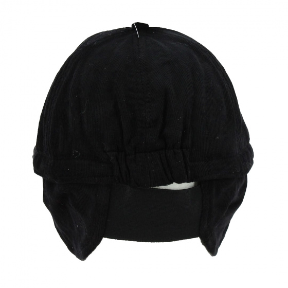 Black Velvet Baseball Cap with Ear Flaps - Traclet Black Velvet Baseball Cap with Ear Flaps - Traclet