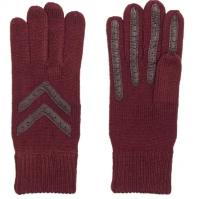 Gants Laine Chevron Cuir - Isotoner Référence : 15064 | Chapellerie Traclet