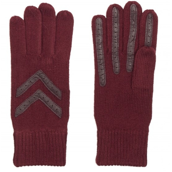 Wool Chevron Leather Gloves - Isotoner