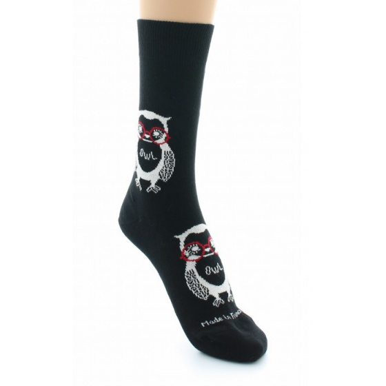 Chaussettes Hibou Coton Noir Made in France - Dagobert Chaussettes Hibou Coton Noir Made in France - Dagobert