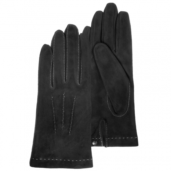Women's Gloves Goat Leather Black - Isotoner