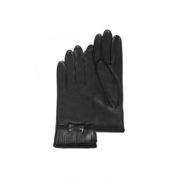 Women's Black Lambskin Leather Gloves - Isotoner