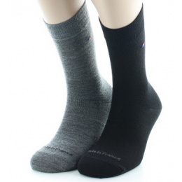 Set of 2 Men's Plain Wool Socks Made in France - Perrin