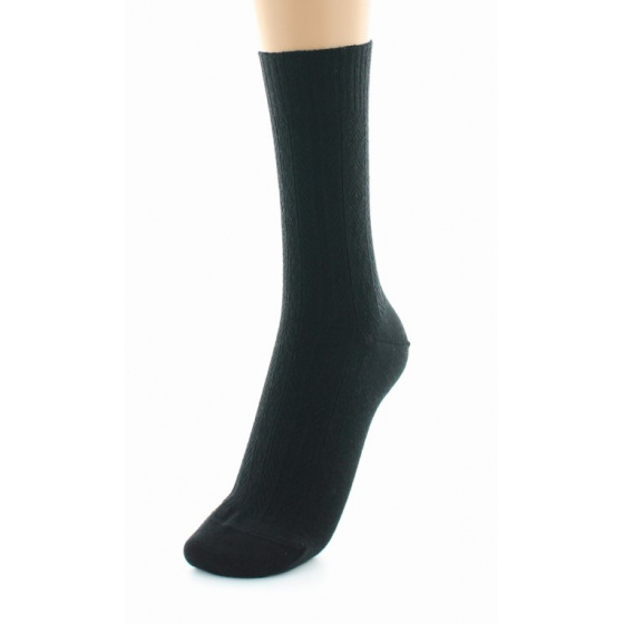 Women's Ribbed Glitter Black Socks Made in France - Perrin