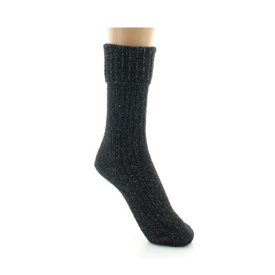 Chaussettes Femme A Cotes Noir Pailleté Made in France - Perrin