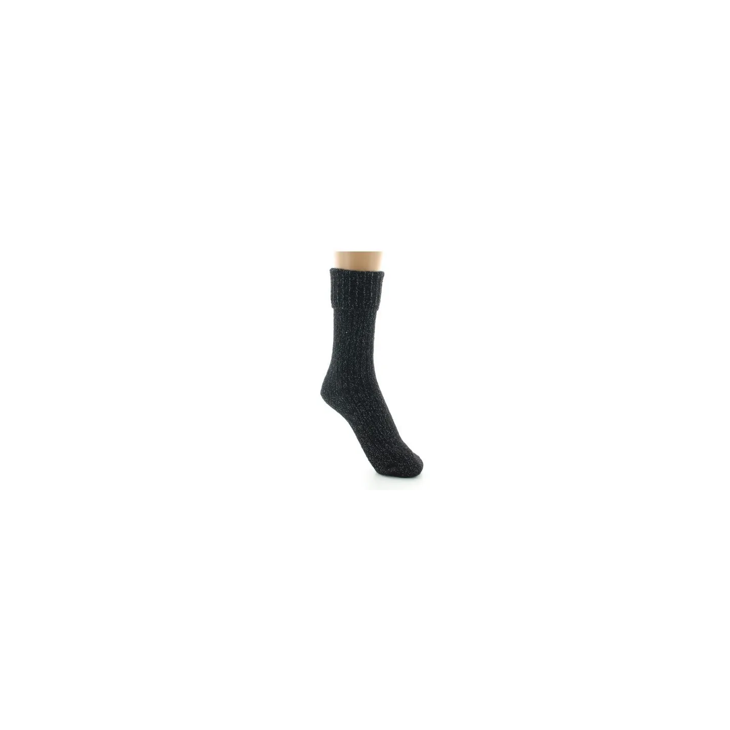 Women's Ribbed Glitter Black Socks Made in France - Perrin Perrin Reference: 18922 Chapellerie Traclet