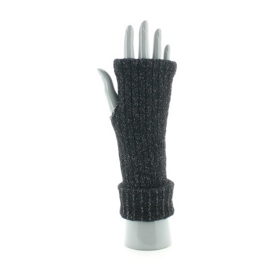 Women's Black Glitter Mitts Made in France - Perrin