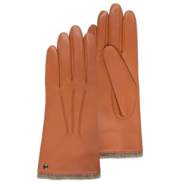 Women's Leather Gloves Lined with Cashmere Tangerine - Isotoner