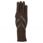 Polyester Gloves with Leather Chevrons and Fleece Lining - Isotoner