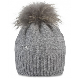 Giulia Star Gray Pom-Pom Beanie - Pipolaki