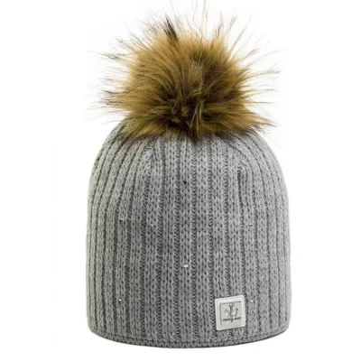 MERRY Strass Grey Pompom Beanie - Pipolaki - Chapellerie Traclet Reference: 2850 | Chapellerie Traclet
