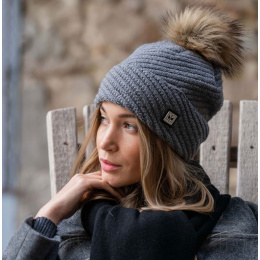 Grey Bella Pompom Beanie - Pipolaki