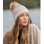 White Ecru Pompom Beanie - Pipolaki