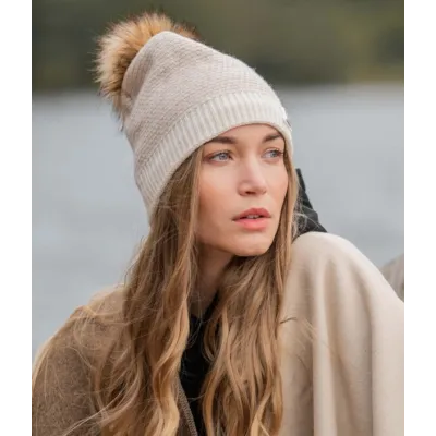 Bonnet à Pompon Blanche Ecru - Pipolaki