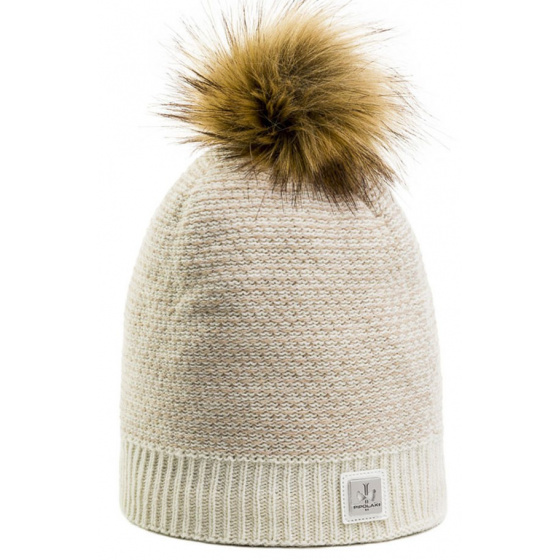 White Ecru Pompom Beanie - Pipolaki