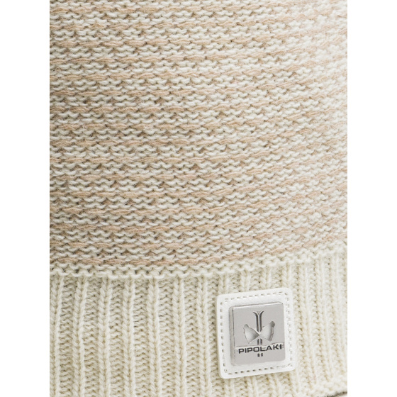 White Ecru Pompom Beanie - Pipolaki