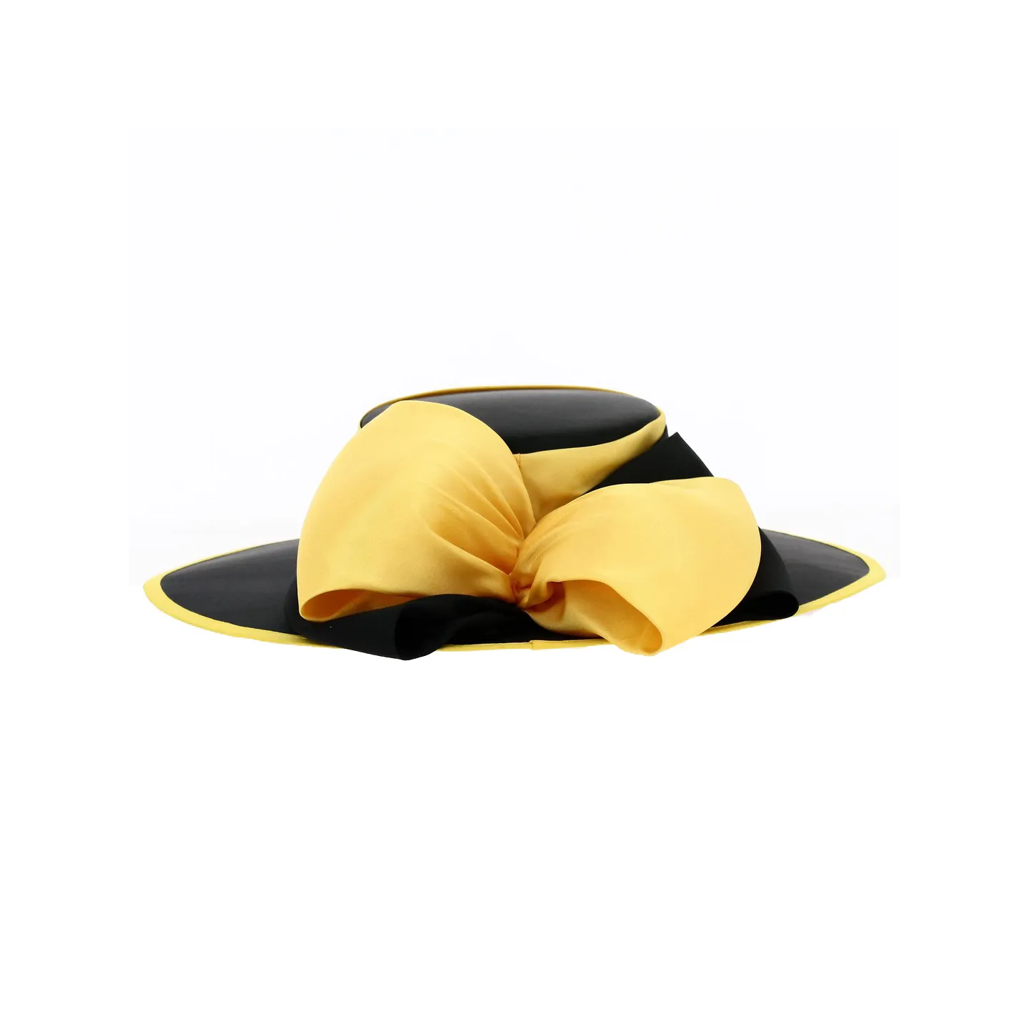Chapeau de Cérémonie Edith Noir et Jaune - Traclet Reference : 9572 | Chapellerie Traclet