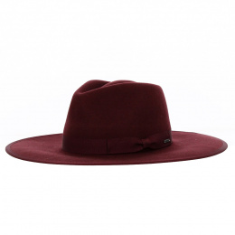 Jo Rancher Wool Felt Fedora Hat in Burgundy - Brixton