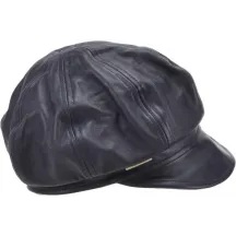 Casquette Gavroche Cuir Noir - Seeberger