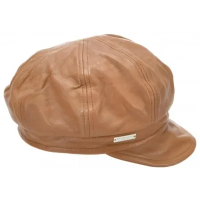 Casquette Gavroche Cuir Camel - Seeberger