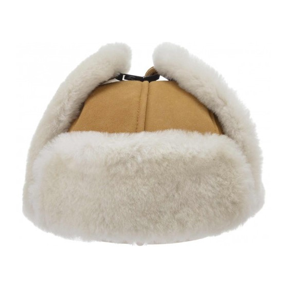 Harbin Sheepskin Leather Ushanka Hat Camel - Seeberger