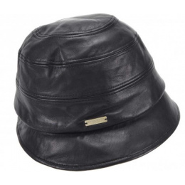 Camille Leather Black Cloche Hat - Seeberger