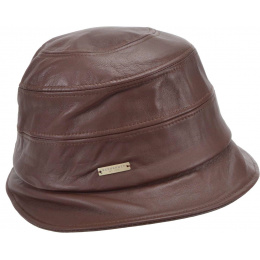 Camille Cloche Hat Burgundy Leather - Seeberger
