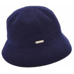 Eva Navy Wool Cloche Hat - Seeberger