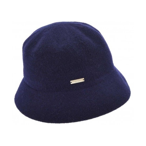 Cloche Hat Eva Wool Navy - Seeberger
