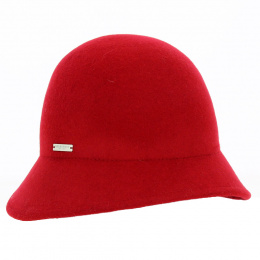 Cloche Hat Lea Red Wool - Seeberger