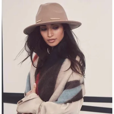 Chapeau Fedora Rose Laine Camel - Seeberger réf 19023 - chapellerie Traclet