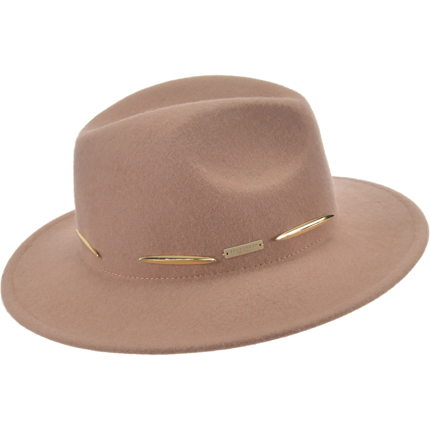 Chapeau Fedora Rose Laine Camel - Seeberger réf 19023 - chapellerie Traclet