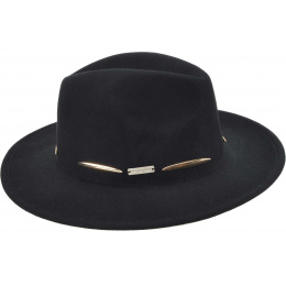 Black Wool Rose Fedora Hat - Seeberger
