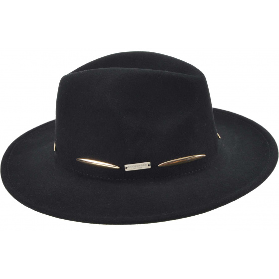 Black Wool Rose Fedora Hat - Seeberger