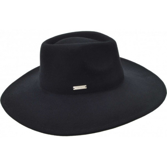 Lola Wide Brim Fedora Hat Black - Seeberger