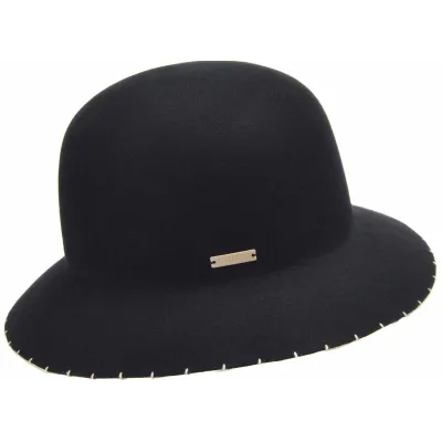 Adele Black Felt Cloche Hat - Seeberger t  Reference: 19032| Traclet Hat Shop