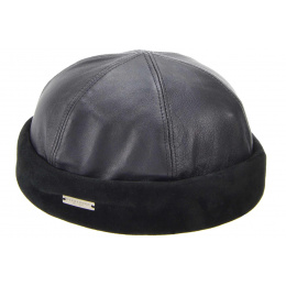 Docker Hat Black Leather - Seeberger