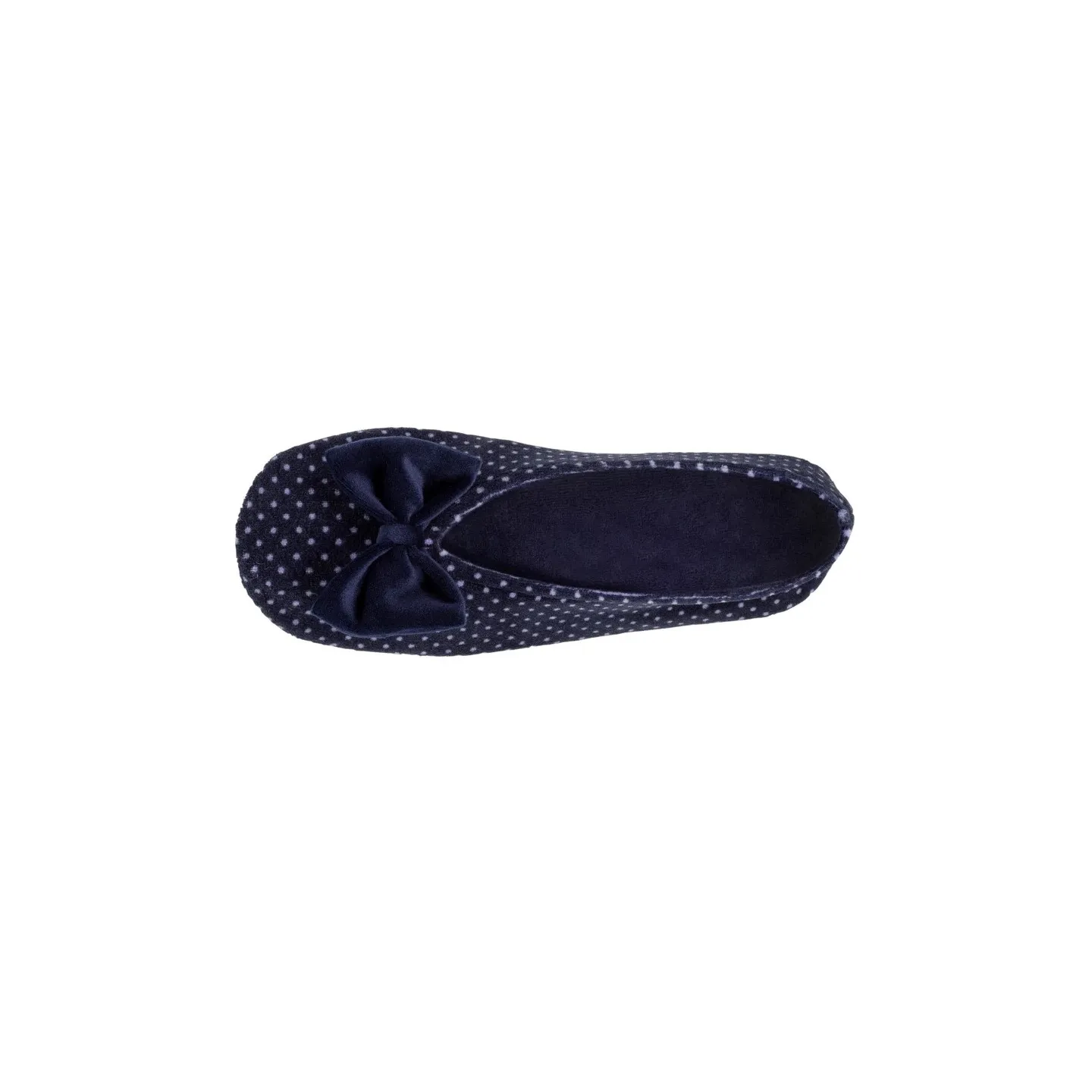 Chaussons Ballerines Femme Pois Nœud Marine - Isotoner  Reference : 19041| Chapellerie Traclet