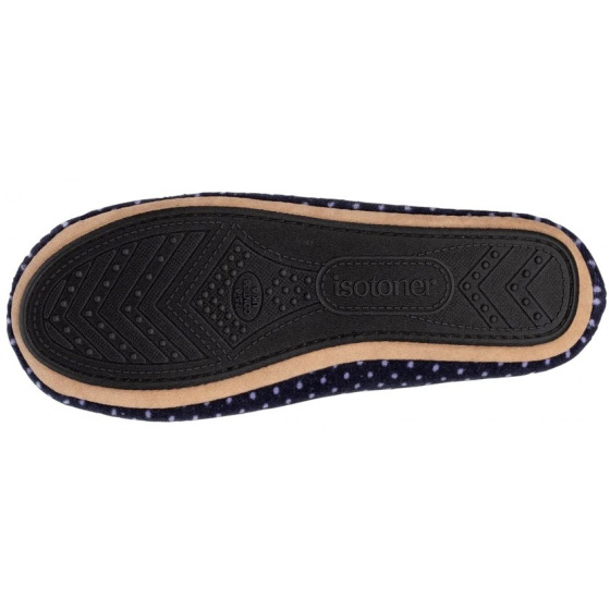 Chaussons Ballerines Femme Pois Nœud Marine - Isotoner