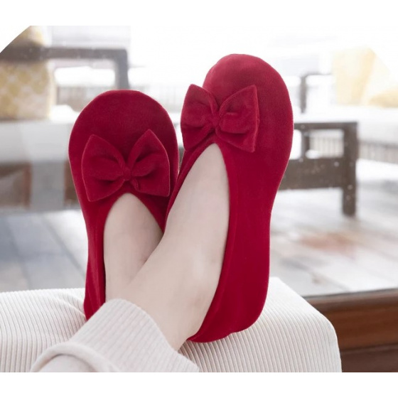 Chaussons Ballerines Femme Nœud Rouge - Isotoner