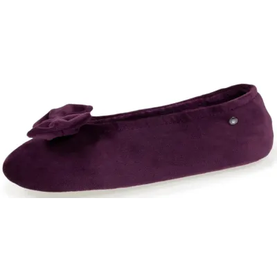 Women's Eggplant Bow Ballet Slippers - Isotoner Traclet Boutique Reference: 19044| Traclet Hat Shop