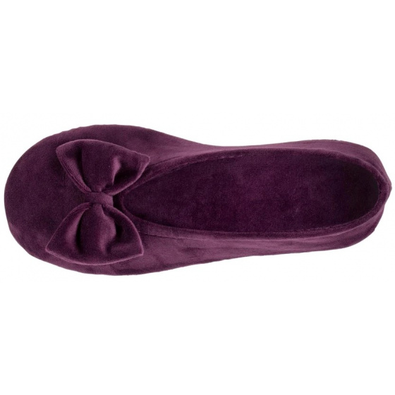 Chaussons Ballerines Femme Nœud Aubergine - Isotoner