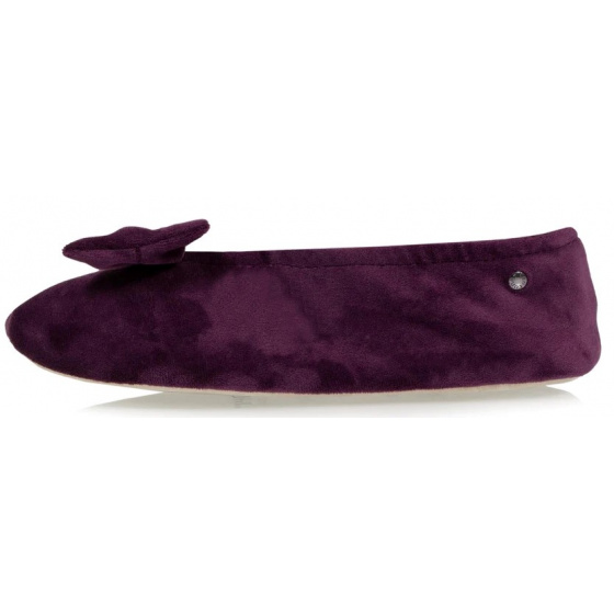 Chaussons Ballerines Femme Nœud Aubergine - Isotoner