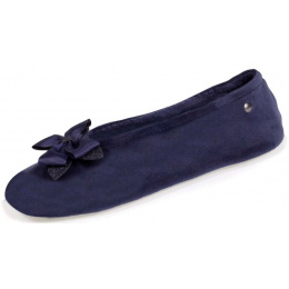 Women's Navy Bow Ballet Slippers - Isotoner