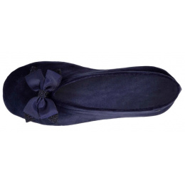 Women's Navy Bow Ballet Slippers - Isotoner