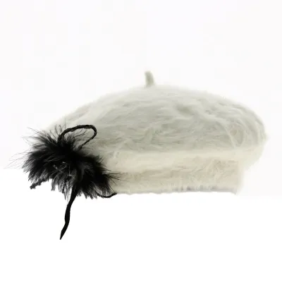 Cream Charme Angora Beret - Traclet Reference: 19069 | Traclet Hat Shop