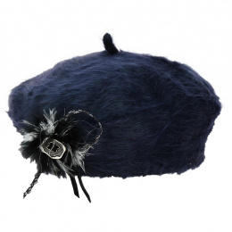 Navy Angora Charme Beret - Traclet
