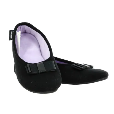 Ballerines Suède Noir - Isotoner Référence : 19089 | Chapellerie Traclet