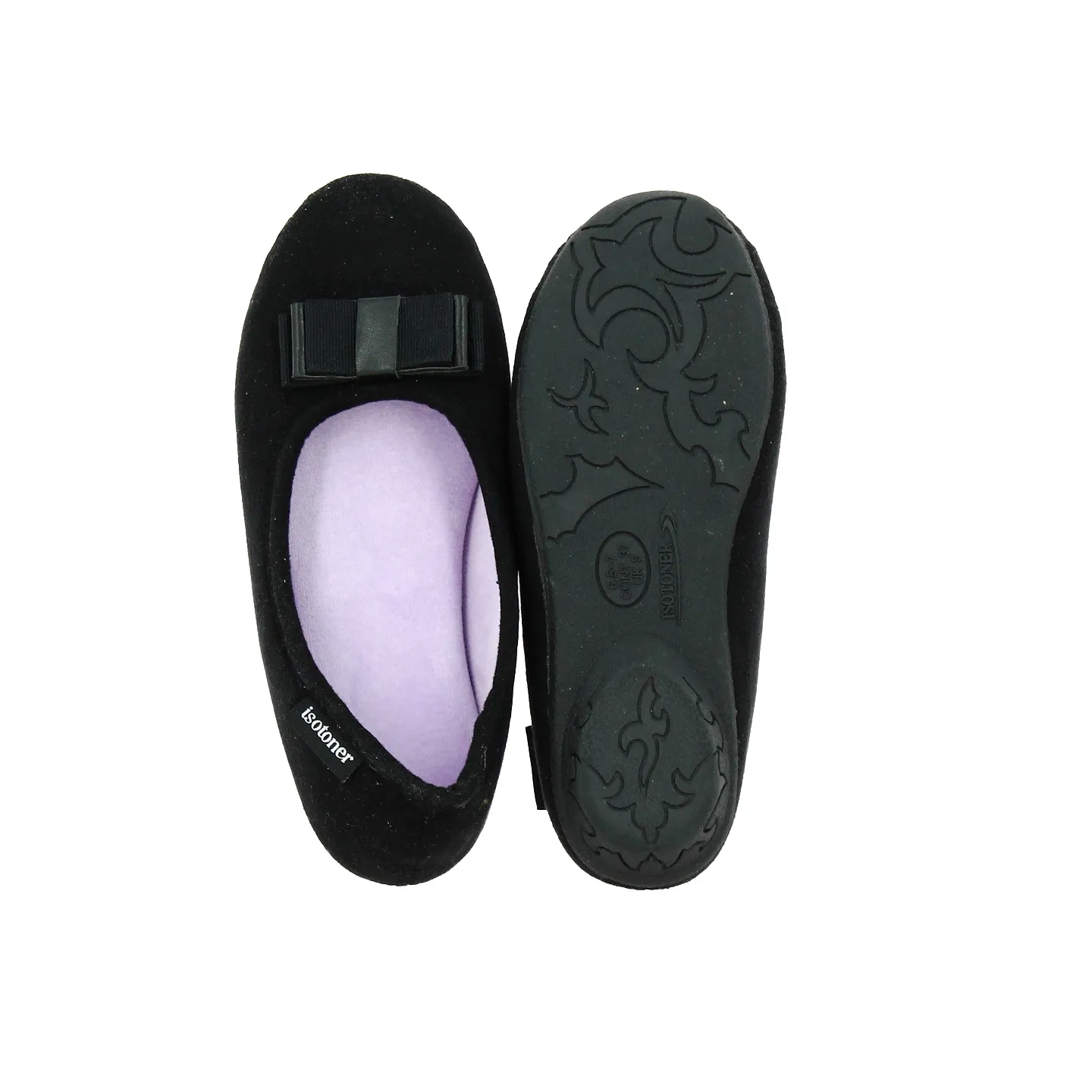 Ballerines Suède Noir - Isotoner Référence : 19089 | Chapellerie Traclet