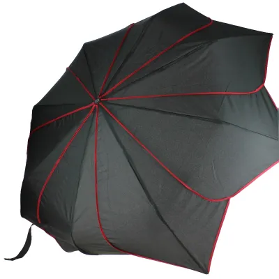 Parapluie Femme Pliant Tournesol Noir et Rouge - Pierre Cardin Référence : 15321 | Chapellerie Traclet
